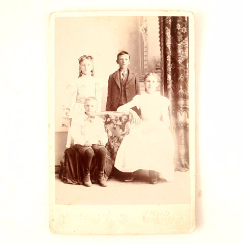 Antique Photograph Cabinet Card of Annie, Herbert, Mary and Harold Milbrath (c.1890s) - thirdshift