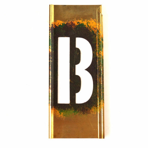 Vintage Brass Stencil Letter "B" Reese's Interlocking Stencils, 4" tall (c.1950s) - thirdshift