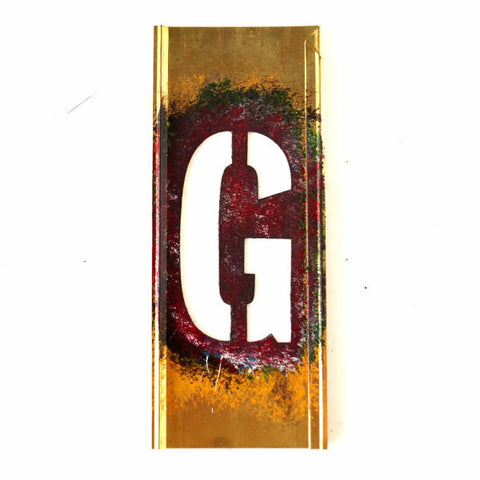 Vintage Brass Stencil Letter "G" Reese's Interlocking Stencils, 4" tall (c.1950s) - thirdshift