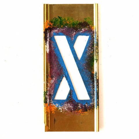 Vintage Brass Stencil Letter "X" Reese's Interlocking Stencils, 4" tall (c.1950s) - thirdshift