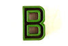 Vintage Industrial Letter "B" Black with Green and Red Paint, 2" tall (c.1940s) - thirdshift