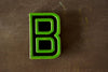 Vintage Industrial Letter "B" Black with Green and Red Paint, 2" tall (c.1940s) - thirdshift