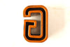 Vintage Industrial Letter "G" Black with Blue and Orange Paint, 2" tall (c.1940s) - thirdshift