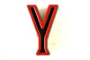 Vintage Industrial Letter "Y" Black with Red and Green Paint, 2" tall (c.1940s) - thirdshift