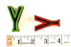 Vintage Industrial Letter "Y" Black with Red and Green Paint, 2" tall (c.1940s) - thirdshift
