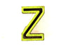 Vintage Industrial Letter "Z" Black with Light Green and Light Orange Paint, 2" tall (c.1940s) - thirdshift