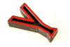 Vintage Industrial Letter "Y" Black with Red and Green Paint, 2" tall (c.1940s) - thirdshift