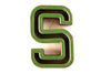 Vintage Industrial Letter "S" Black with Green and Orange Paint, 2" tall (c.1940s) - thirdshift