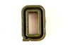 Vintage Industrial Letter "Q" Black with Red and Green Paint, 2" tall (c.1940s) - thirdshift