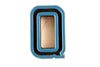 Vintage Industrial Letter "Q" Black with Blue and Orange Paint, 2" tall (c.1940s) - thirdshift
