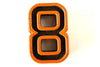Vintage Industrial Number "8" Black with Blue and Orange Paint, 2" tall (c.1940s) - thirdshift