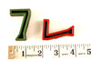 Vintage Industrial Number "7" Black with Green and Red Paint, 2" tall (c.1940s) - thirdshift