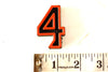 Vintage Industrial Number "4" Black with Orange and Green Paint, 2" tall (c.1940s) - thirdshift