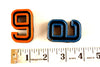 Vintage Industrial Number "9" / "6" Black with Orange and Blue Paint, 2" tall (c.1940s) - thirdshift