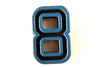 Vintage Industrial Number "8" Black with Blue and Orange Paint, 2" tall (c.1940s) - thirdshift