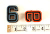 Vintage Industrial Number "6" / "9" Black with Blue and Orange Paint, 2" tall (c.1940s) - thirdshift