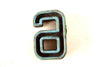 Vintage Industrial Number "6 / 9" Black & Light Orange Light Blue Paint, 2" tall (c.1940s) - thirdshift