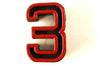 Vintage Industrial Number "3" Black with Red and Green Paint, 2" tall (c.1940s) - thirdshift