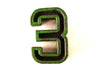 Vintage Industrial Number "3" Black with Red and Green Paint, 2" tall (c.1940s) - thirdshift