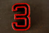 Vintage Industrial Number "3" Black with Red and Green Paint, 2" tall (c.1940s) - thirdshift