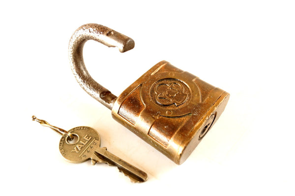 Vintage Yale and Towne Padlock with Trefoil Logo and Original Yale