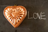 Vintage Aluminum Heart Shaped Jello Mold in Dark Pink Copper (c.1970s) - thirdshift