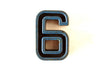 Vintage Industrial Number "6 / 9" Black & Blue & Light Orange Paint, 2" tall (c.1940s) - thirdshift