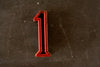 Vintage Industrial Number "1" Black with Red and Green Paint, 2" tall (c.1940s) - thirdshift