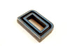 Vintage Industrial Letter "D" Black with Light Orange and Blue Paint, 2" tall (c.1940s) - thirdshift
