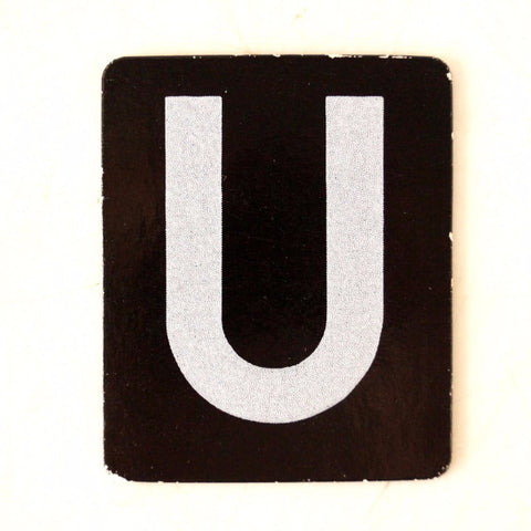 Vintage Alphabet Letter "U" Card with Textured Surface in Black and White (c.1950s) - thirdshift