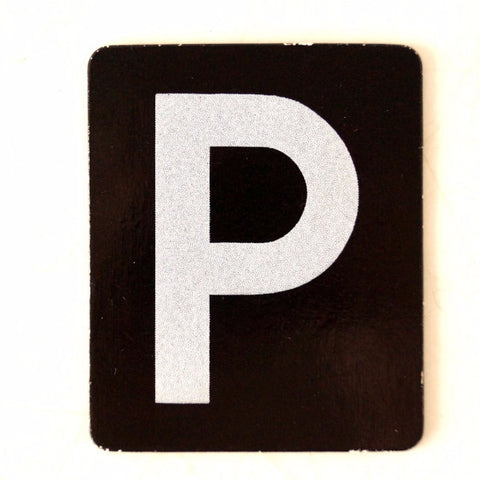Vintage Alphabet Letter "P" Card with Textured Surface in Black and White (c.1950s) - thirdshift