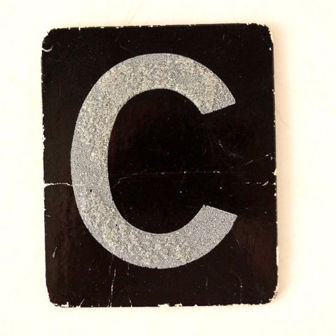 Vintage Alphabet Letter "C" Card with Textured Surface in Black and White (c.1950s) - thirdshift