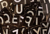 Vintage Alphabet Letter "U" Card with Textured Surface in Black and White (c.1950s) - thirdshift