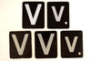 Vintage Alphabet Letter "V" Card with Textured Surface in Black and White (c.1950s) - thirdshift