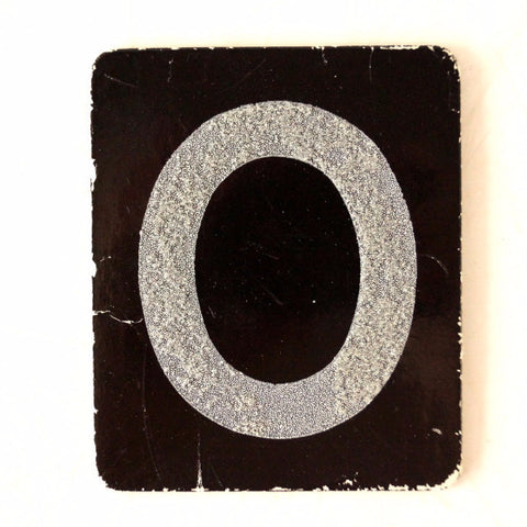 Vintage Alphabet Letter "O" Card with Textured Surface in Black and White (c.1950s) - thirdshift