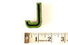 Vintage Industrial Letter "J" Black with Green and Red Paint, 2" tall (c.1940s) - thirdshift