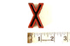 Vintage Industrial Letter "X" Black with Red and Blue Paint, 2" tall (c.1940s) - thirdshift