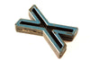 Vintage Industrial Letter "X" Black with Red and Blue Paint, 2" tall (c.1940s) - thirdshift