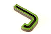 Vintage Industrial Letter "J" Black with Green and Red Paint, 2" tall (c.1940s) - thirdshift