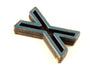 Vintage Industrial Letter "X" Black with Light Orange and Blue Paint, 2" tall (c.1940s) - thirdshift