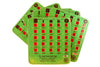 Vintage BINGO Board Cards in Green with See-Thru Red Shutters, PLA-MOR, Set of 6 (1950s) N1 - thirdshift