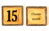 Vintage Metal Number Square Tile "15 / text", Double-Sided (c.1920s) Sepia - thirdshift