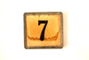 Vintage Metal Number Square Tile "7 / 24", Double-Sided (c.1920s) Sepia - thirdshift