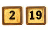 Vintage Metal Number Square Tile "2 / 19", Double-Sided (c.1920s) - thirdshift