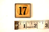 Vintage Metal Number Square Tile "17 / text", Double-Sided (c.1920s) Sepia - thirdshift