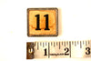 Vintage Metal Number Square Tile "11 / 28", Double-Sided (c.1920s) Sepia - thirdshift