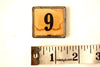 Vintage Metal Number Square Tile "9 / 26", Double-Sided (c.1920s) Sepia - thirdshift