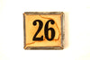 Vintage Metal Number Square Tile "9 / 26", Double-Sided (c.1920s) Sepia - thirdshift