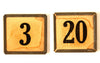 Vintage Metal Number Square Tile "3 / 20", Double-Sided (c.1920s) Sepia - thirdshift