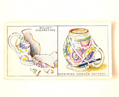 Vintage "Household Hints" Cigarette Card #37 "Repairing Broken Pottery" (c.1936) - thirdshift
